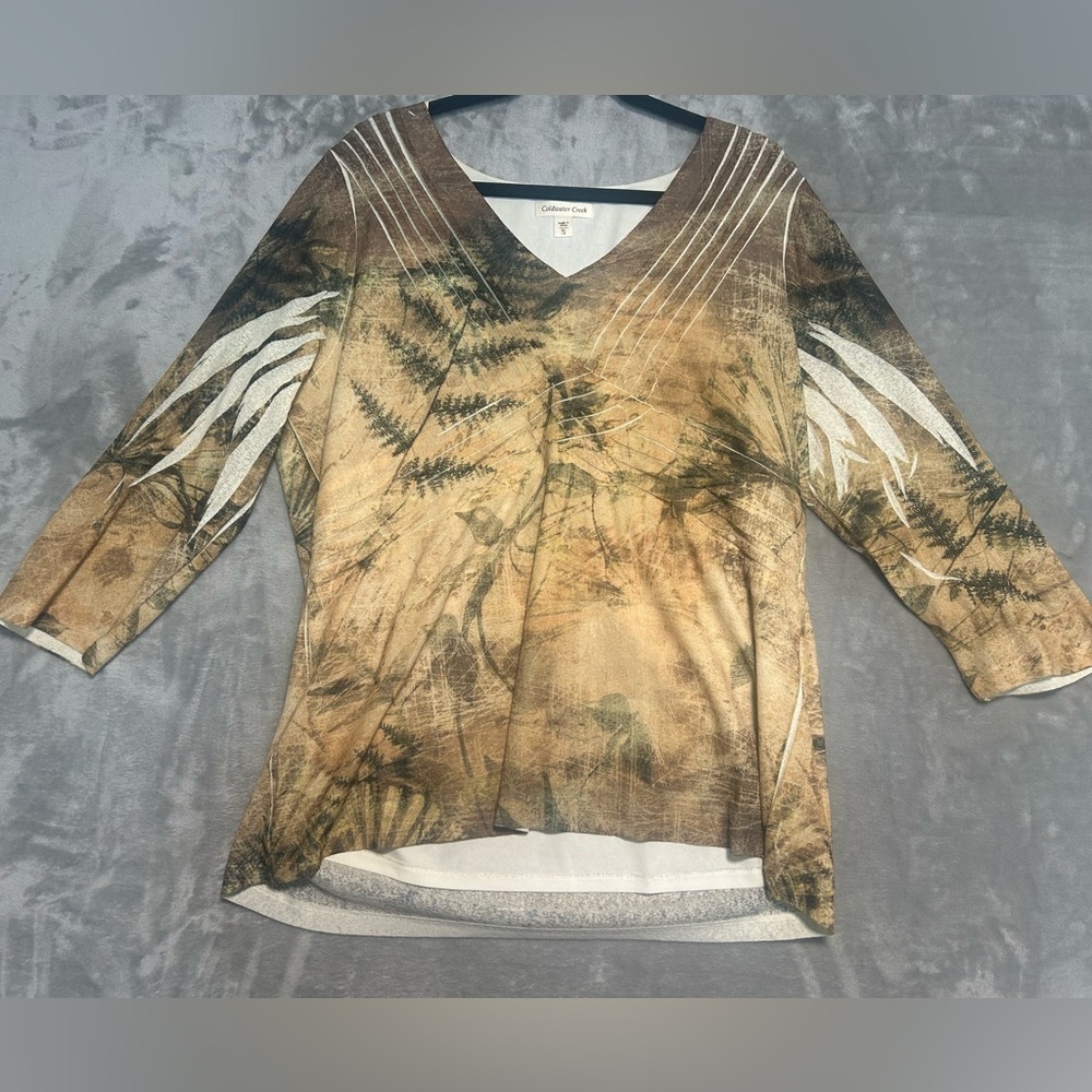 Coldwater Creek 3/4 Sleeve V Neck Blouse Top Women’s XL Y2K